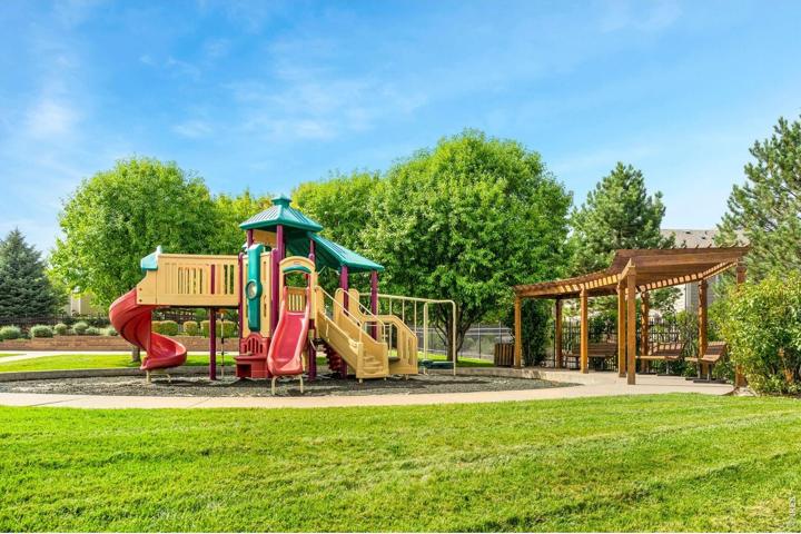Neighborhood park with a playground and shaded pavilion